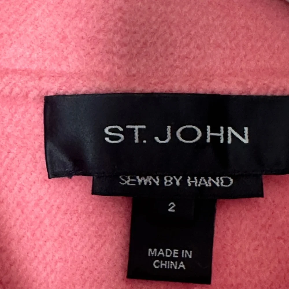 St. John Collection Pink Coral Cropped Wool Angora Cashmere Jacket Blazer Size 2 - Picture 4 of 7